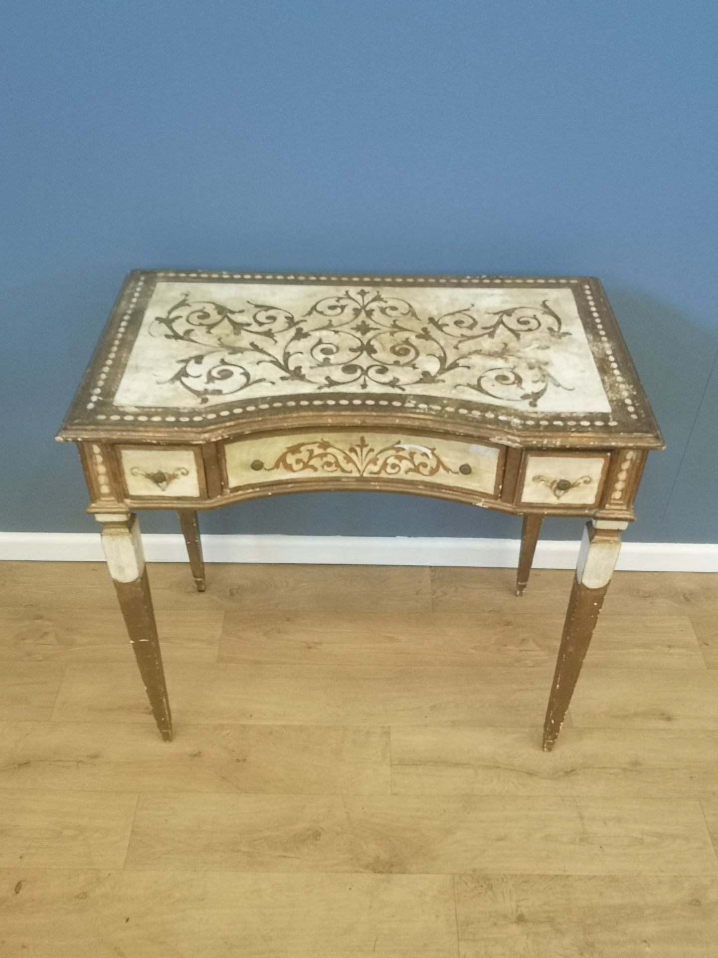 French painted pine writing table - Image 2 of 5
