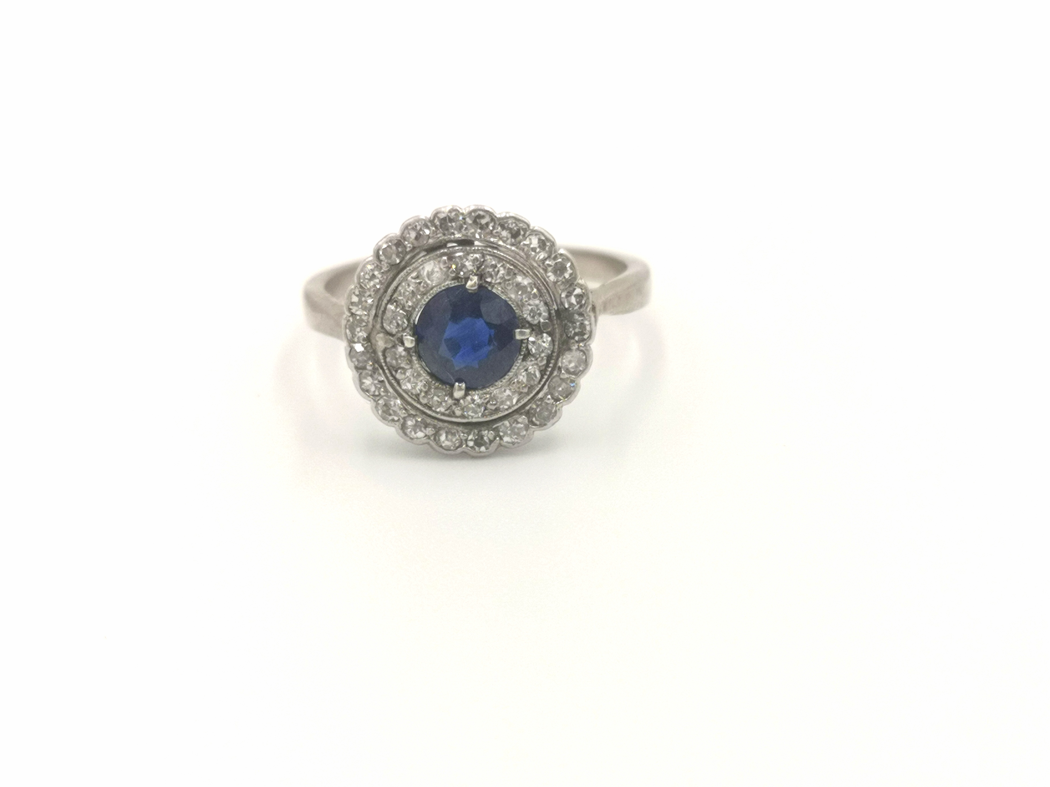 18ct white gold and sapphire cluster ring