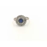 18ct white gold and sapphire cluster ring