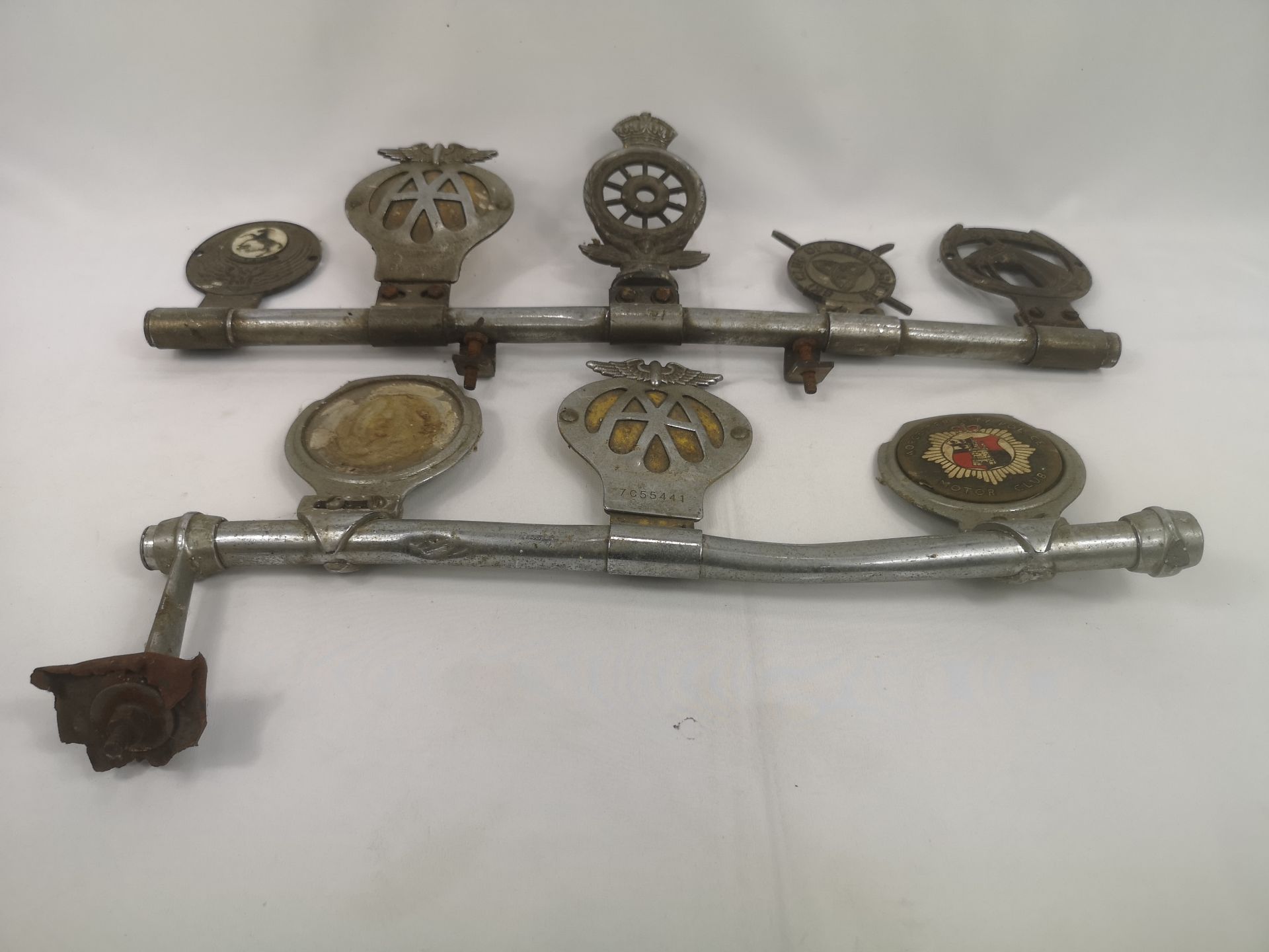 Two chrome plated car badge bars with seven badges - Image 2 of 2