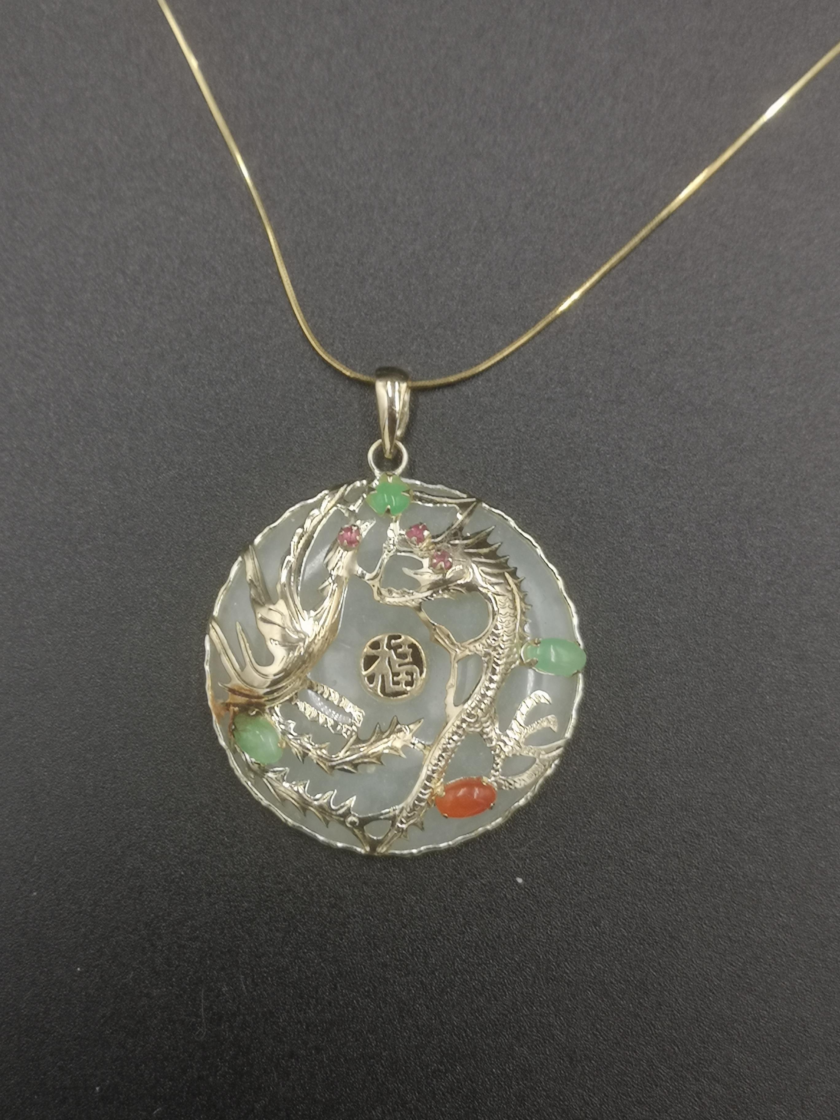 14ct gold and jade pendant - Image 2 of 4