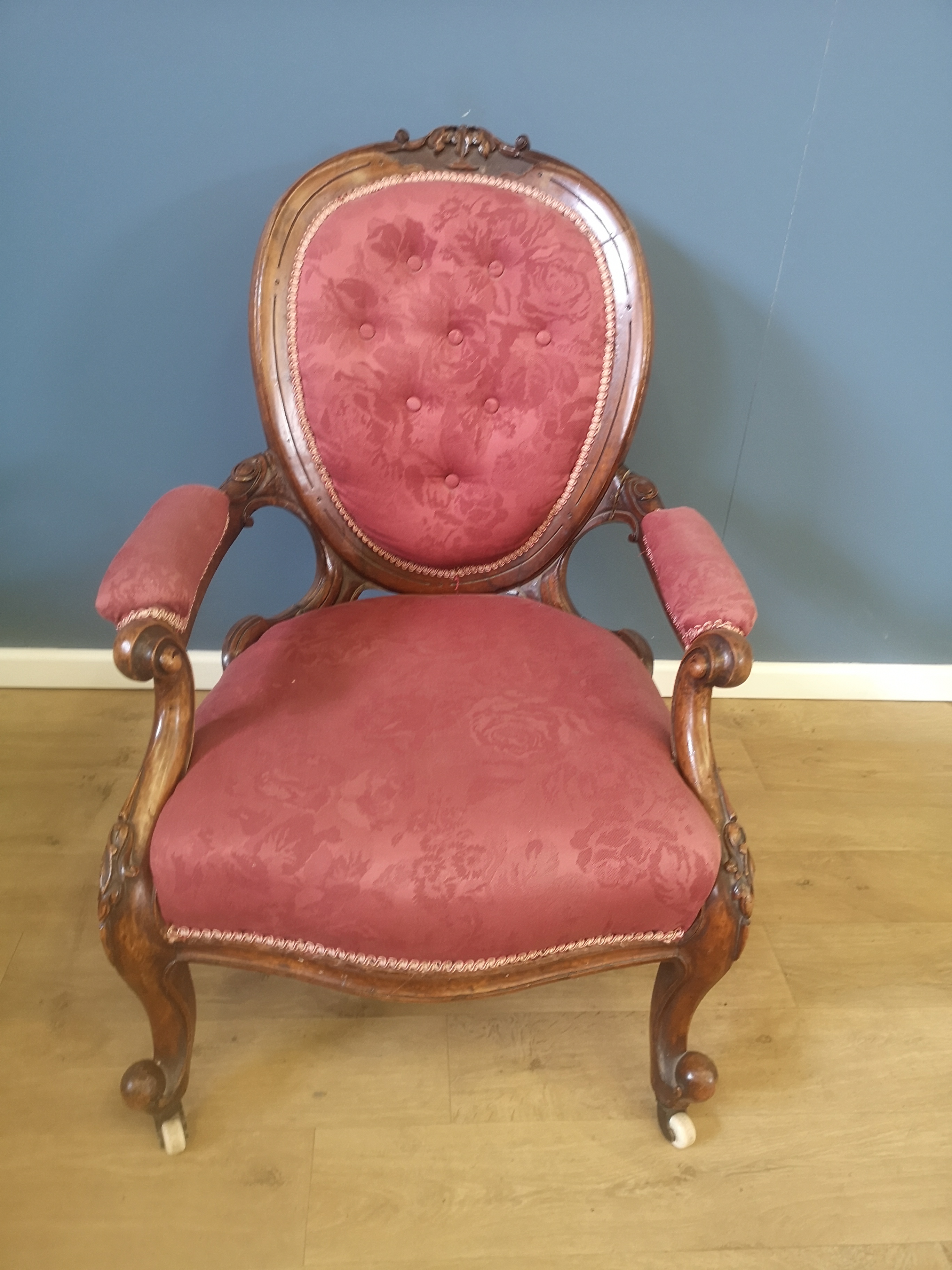 Victorian mahogany open armchair