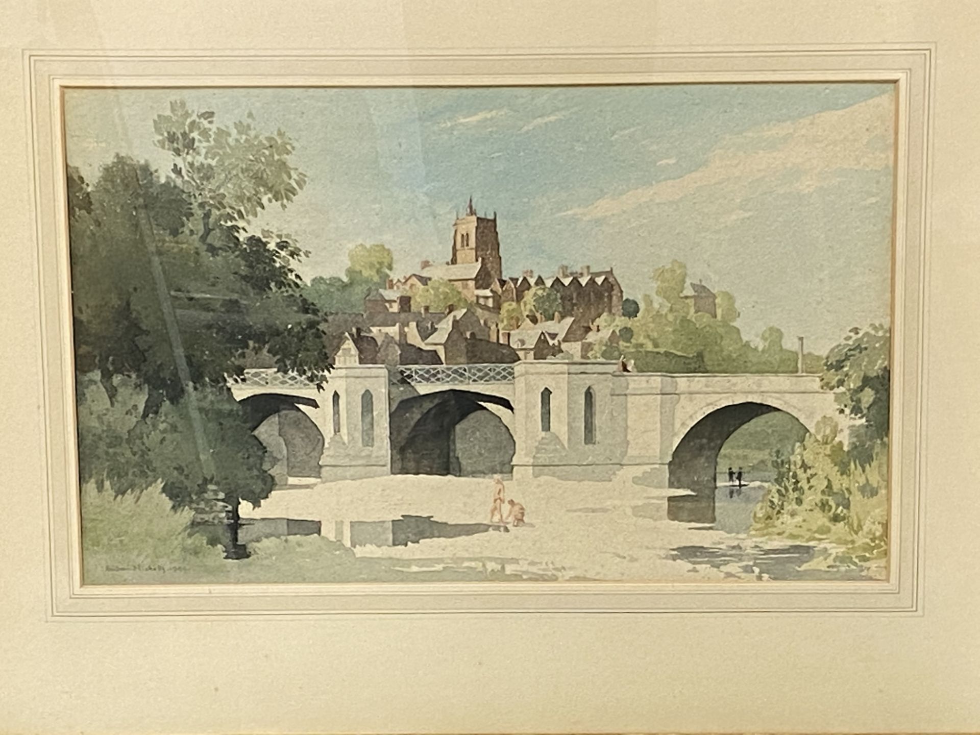 Framed and glazed watercolour of Bridgnorth - Image 2 of 4