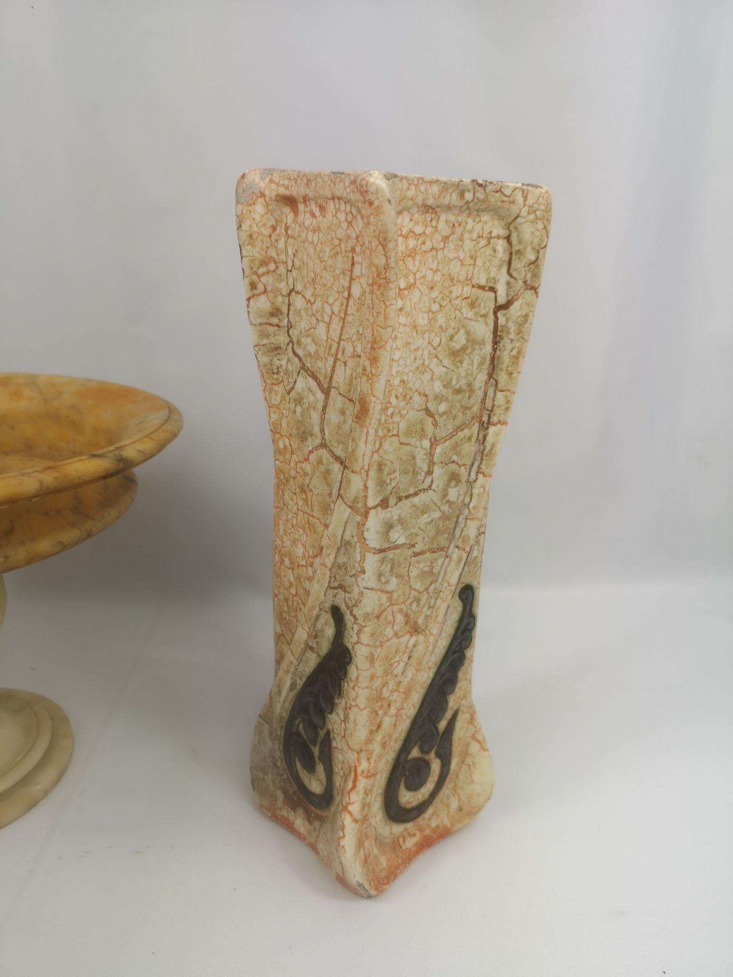 Marble bowl together with a ceramic vase - Bild 2 aus 7