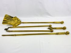 Set of brass fire irons