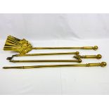 Set of brass fire irons