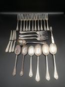 Part set of silver flatware