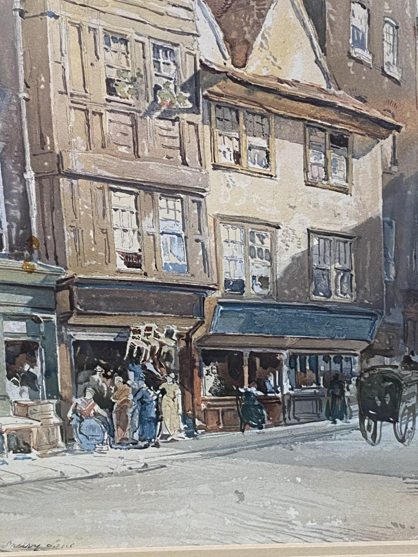 Framed and glazed watercolour, written Drury Lane - Bild 3 aus 5