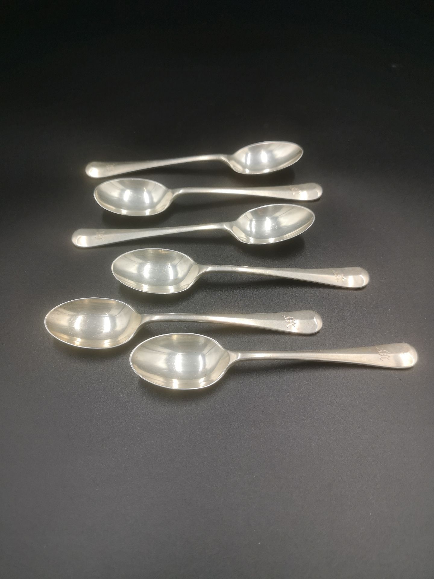 Six Walker and Hall silver spoons