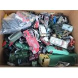 A quantity of mostly diecast toy cars and vehicles.