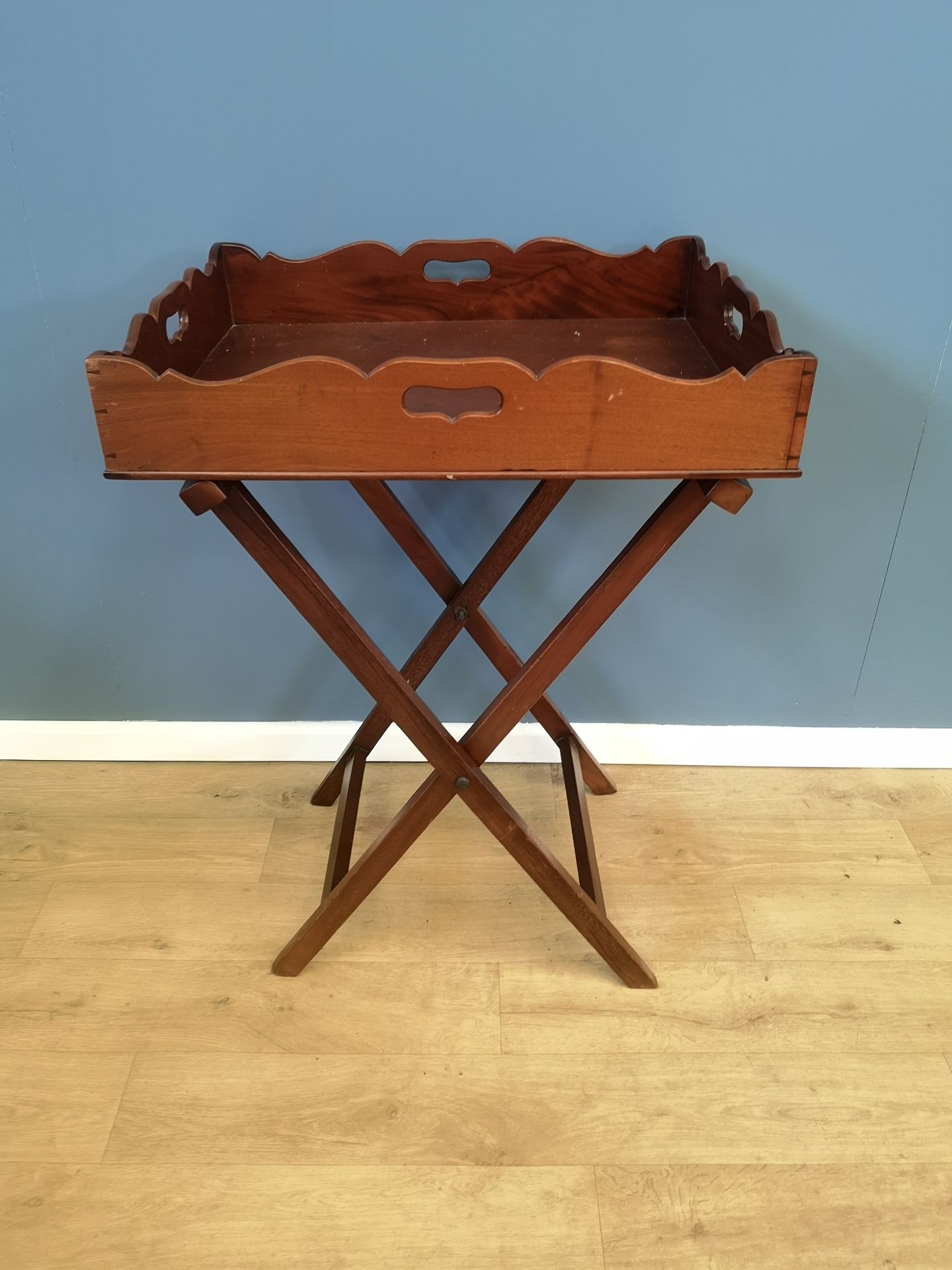 Mahogany butlers tray on stand