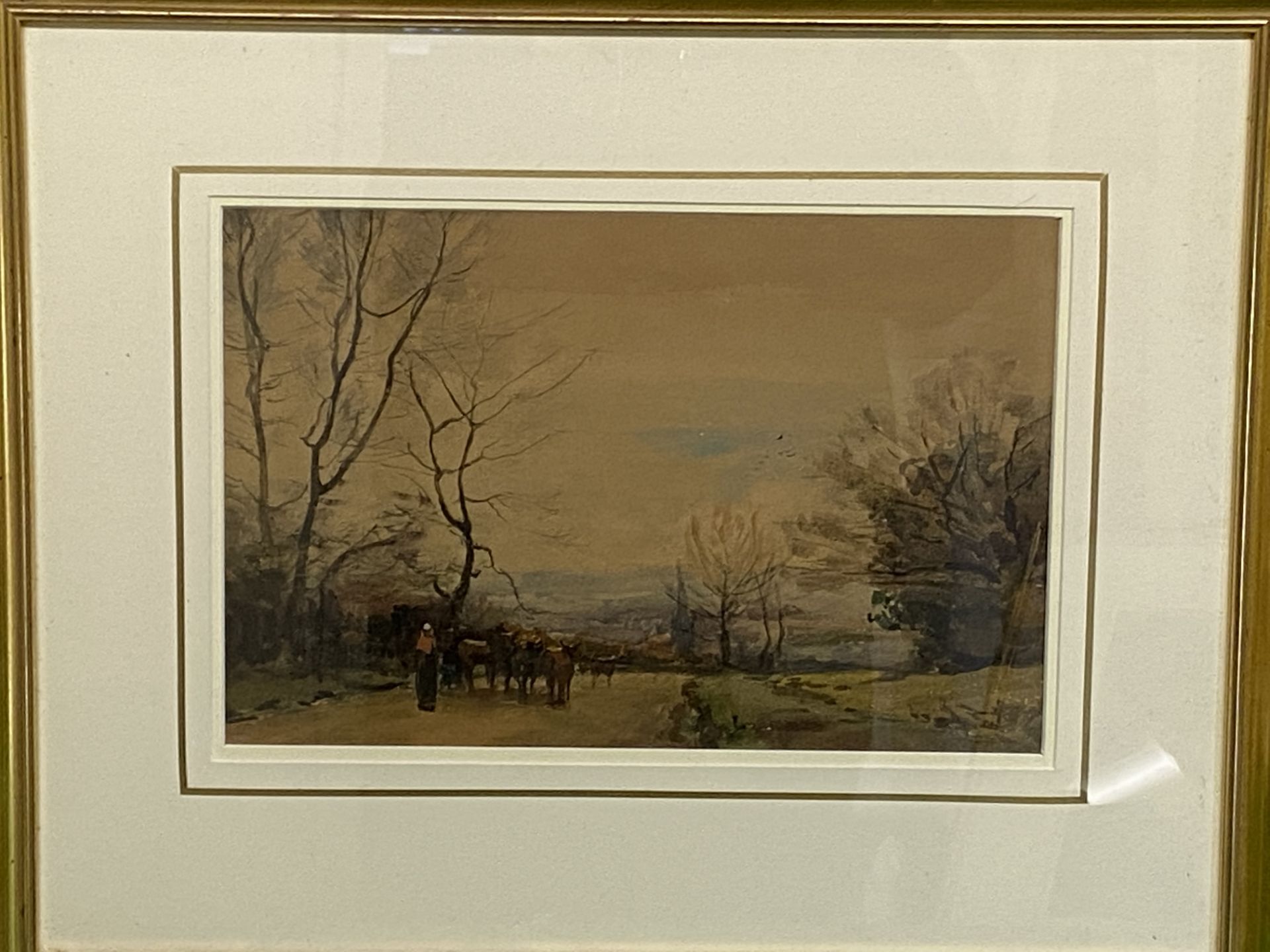 Framed and glazed watercolour of cattle - Image 5 of 5
