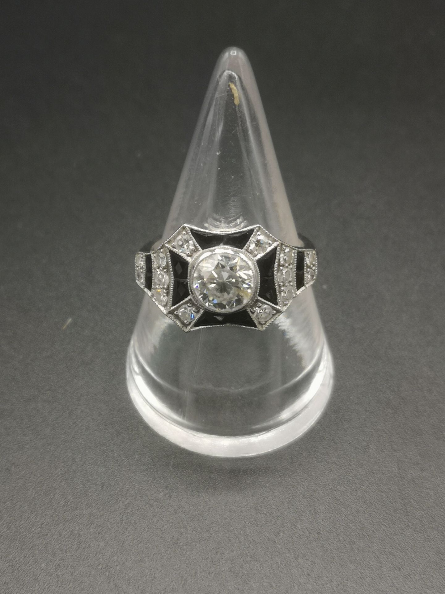 18ct white gold, diamond and black onyx ring - Bild 5 aus 7