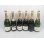 Five 75cl bottles of Monsigny Brut together with a 75cl bottle of Corte Alta Prosecco