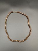 Bronze pearl necklace with 10ct gold clasp