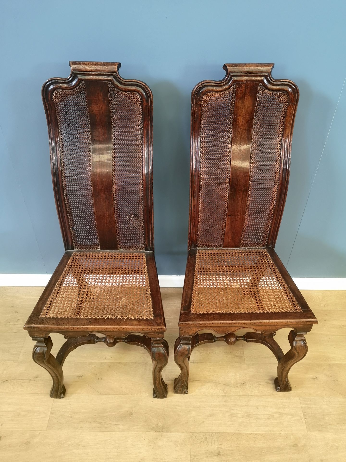 Pair of mahogany and cane chairs - Image 2 of 4