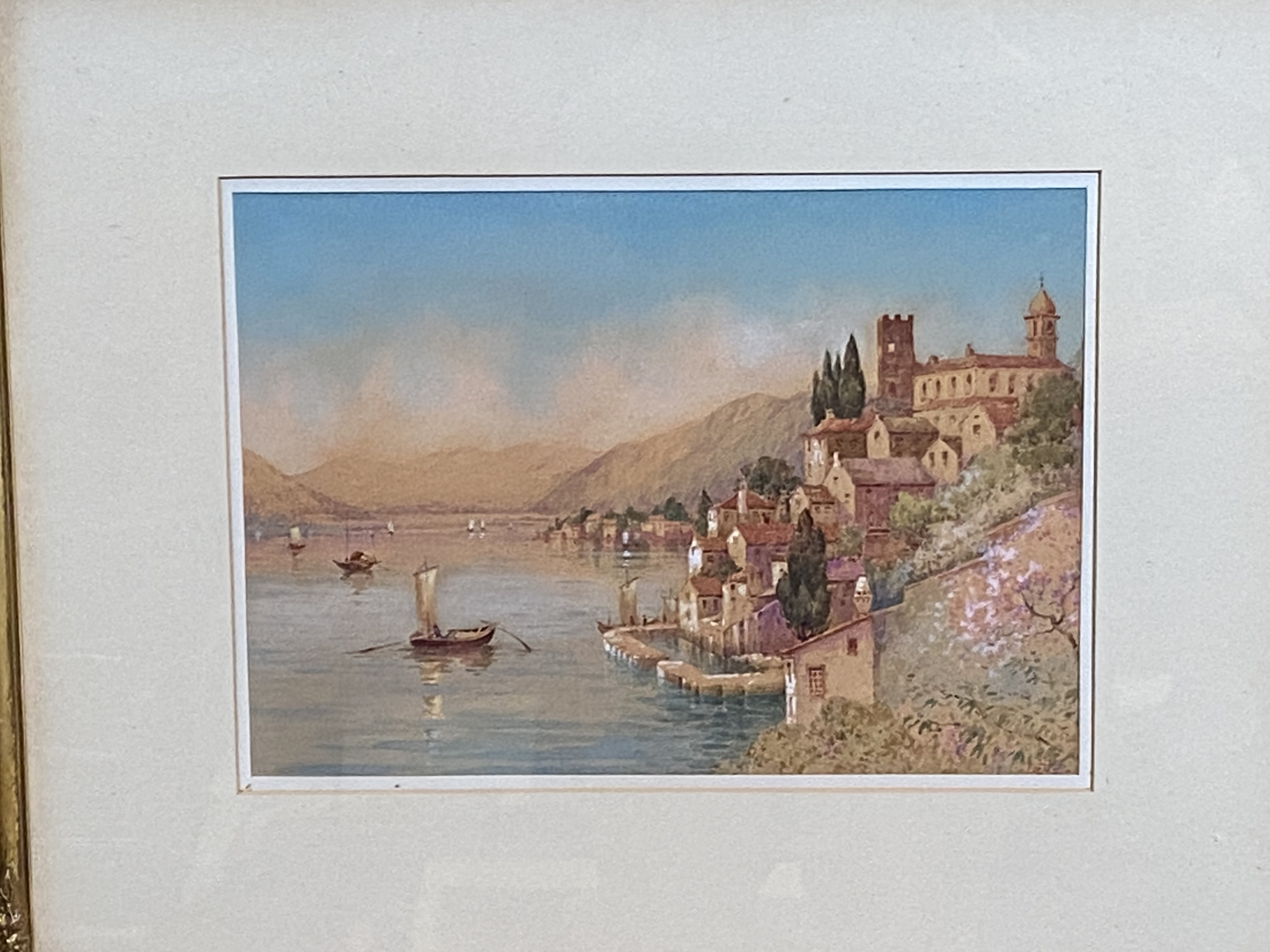 Rudolf Helmut Sauter - framed and glazed watercolour of Lake Como - Image 2 of 4