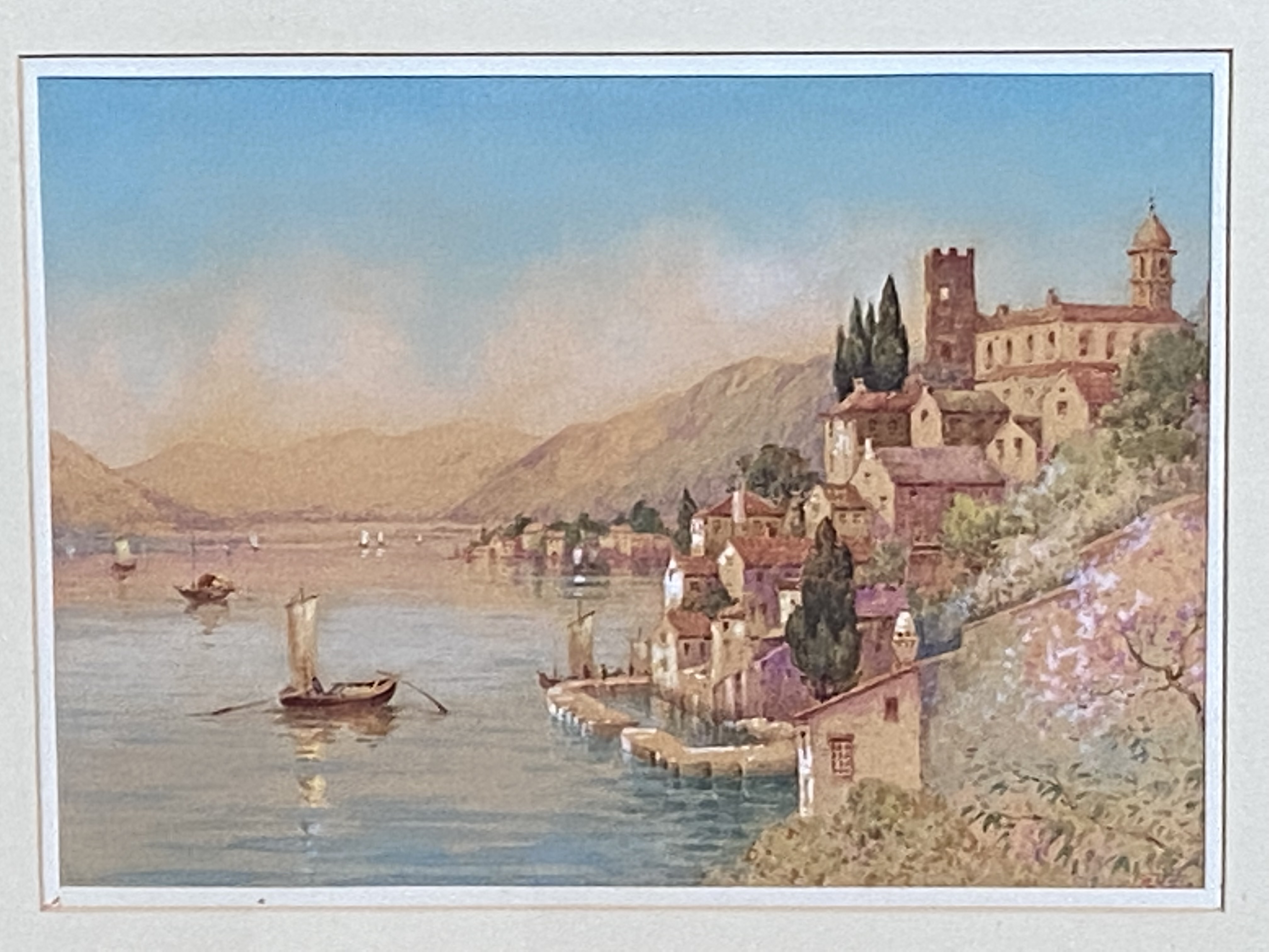 Rudolf Helmut Sauter - framed and glazed watercolour of Lake Como - Image 4 of 4