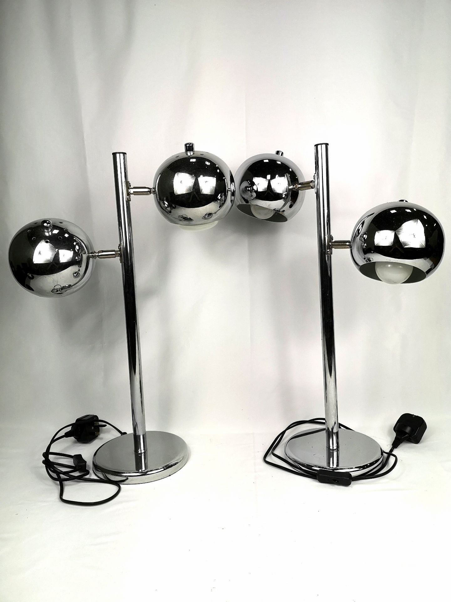 Pair of contemporary chrome style table lamps