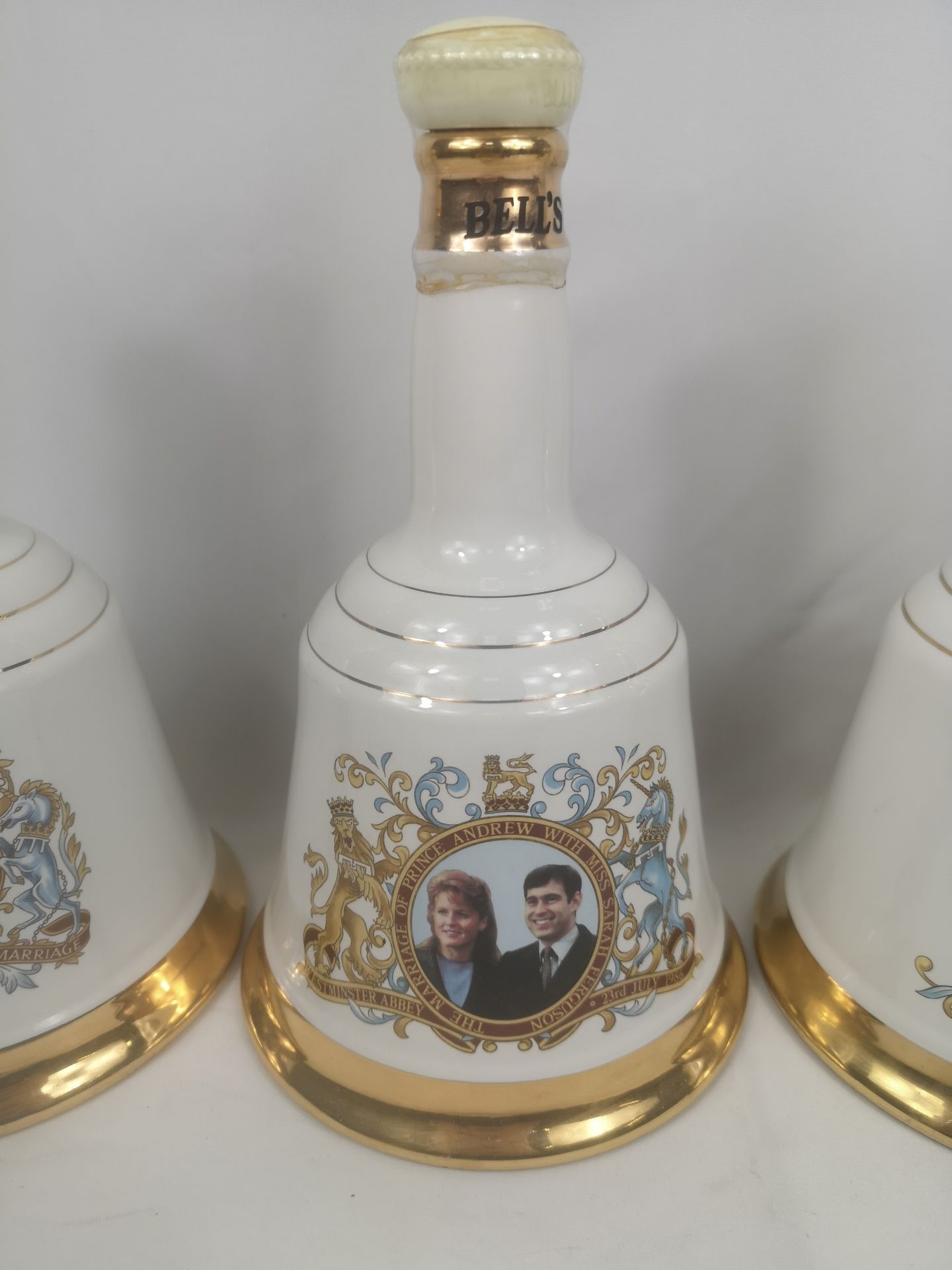 Three Bells porcelain whisky decanters, bottle of House of Commons Armagnac - Image 3 of 6
