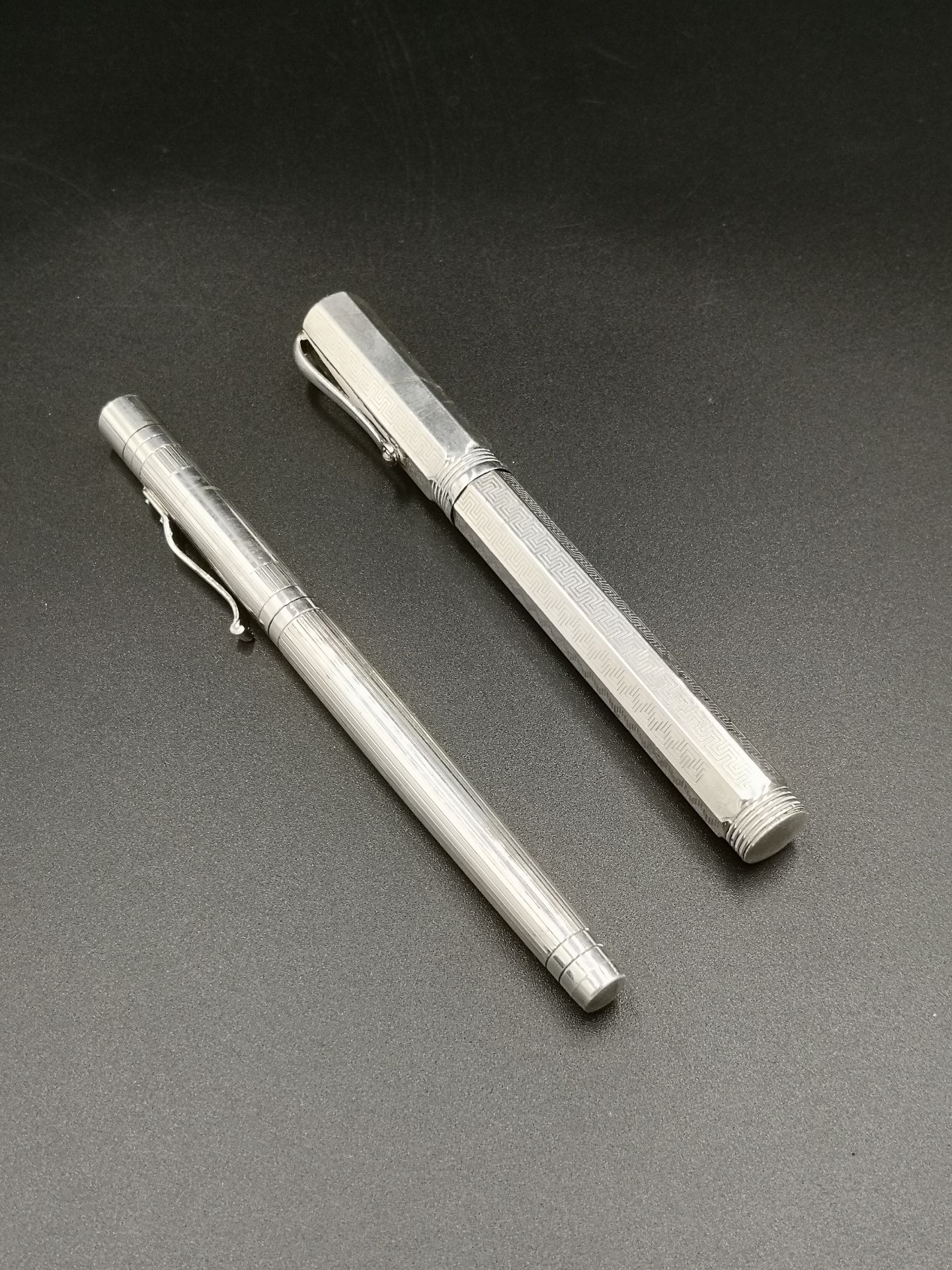 Montegrappa silver fountain pen; a Smythson silver ballpoint pen