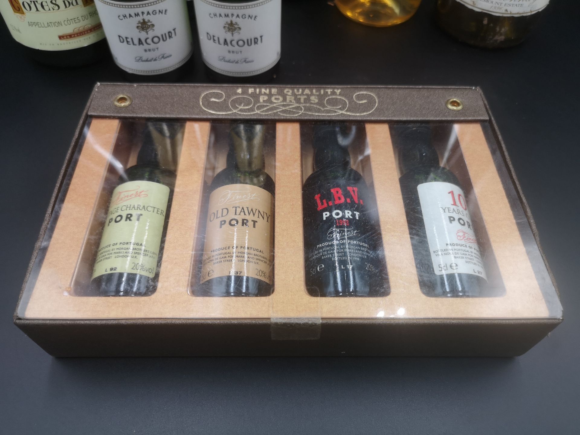 Two bottles of Champagne, four bottles of wine and four port miniatures - Image 3 of 4