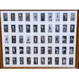 Framed and glazed set of Ogdens Cigarette cards, Pugilists in Action