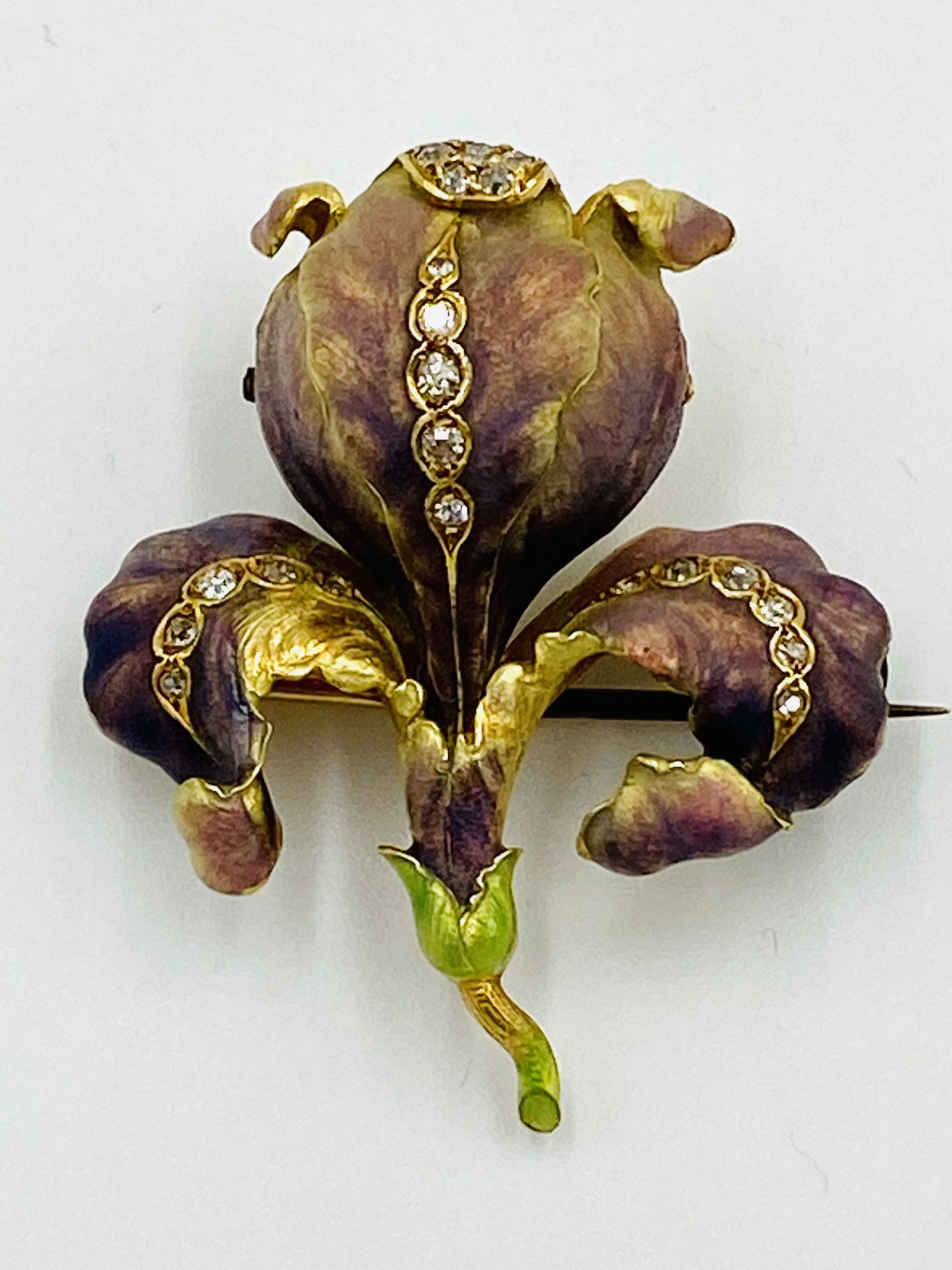 Gold, enamel and diamond brooch