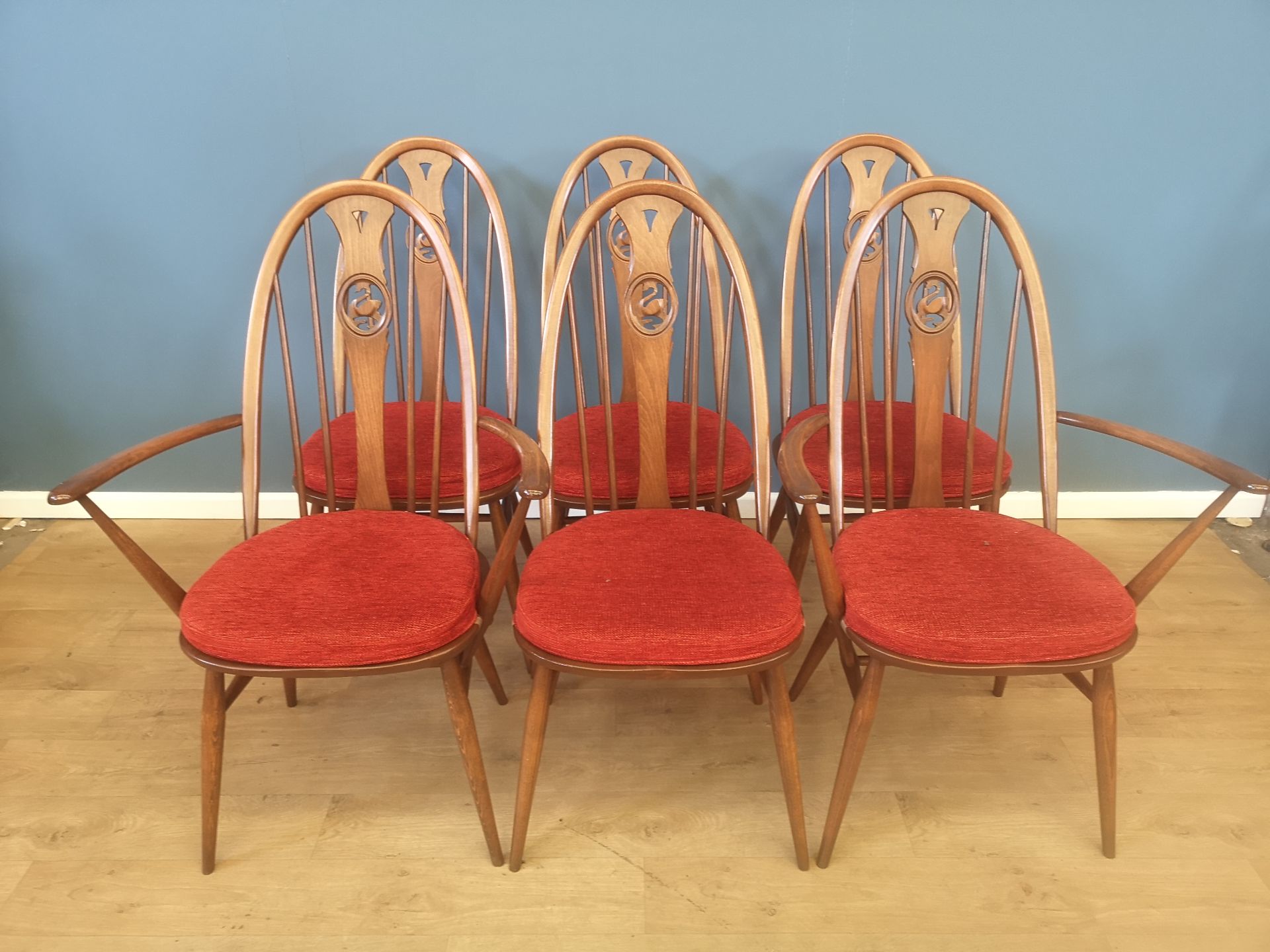 Six Ercol dining chairs