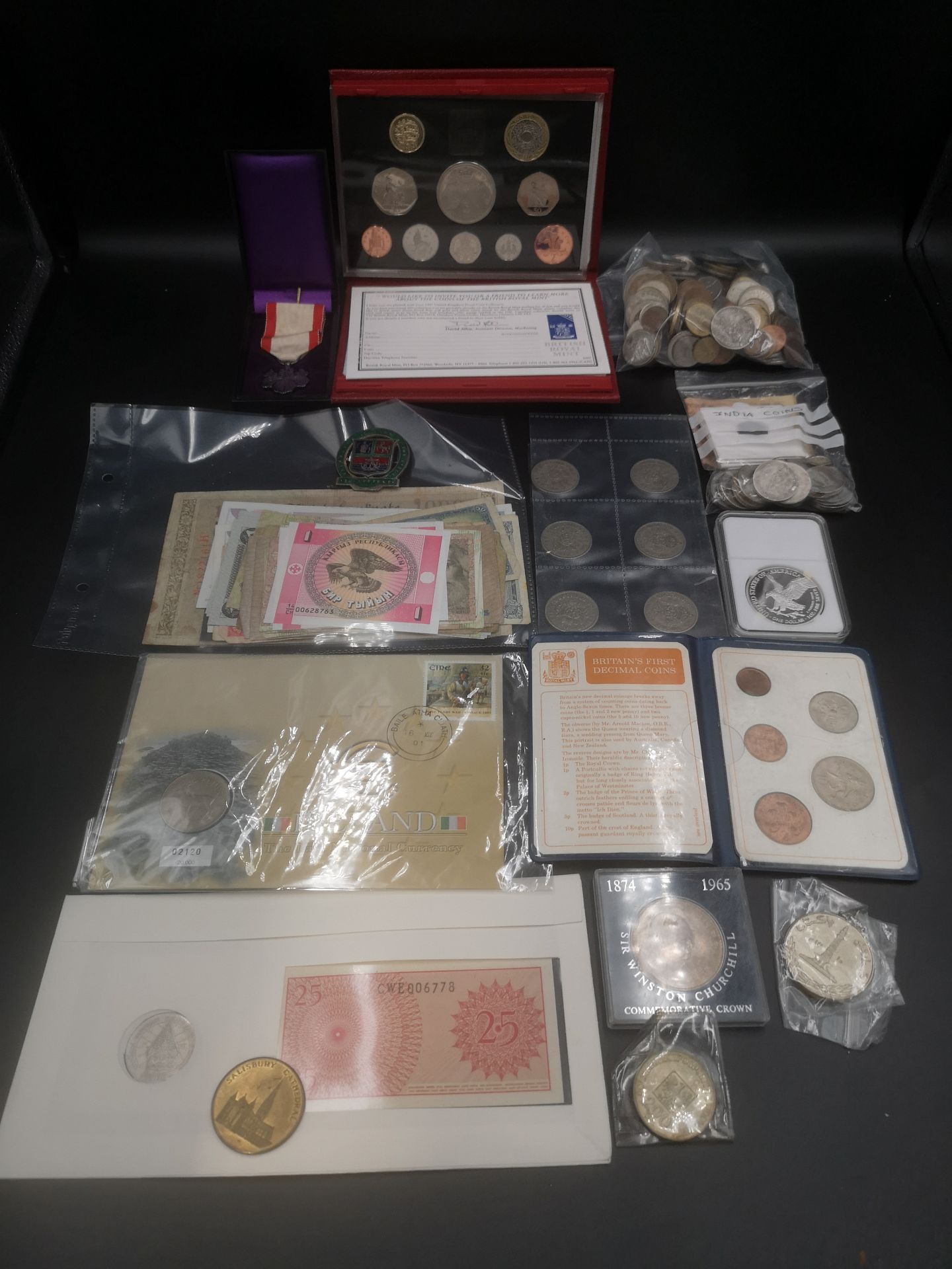 Collection of World coins, tokens and medals