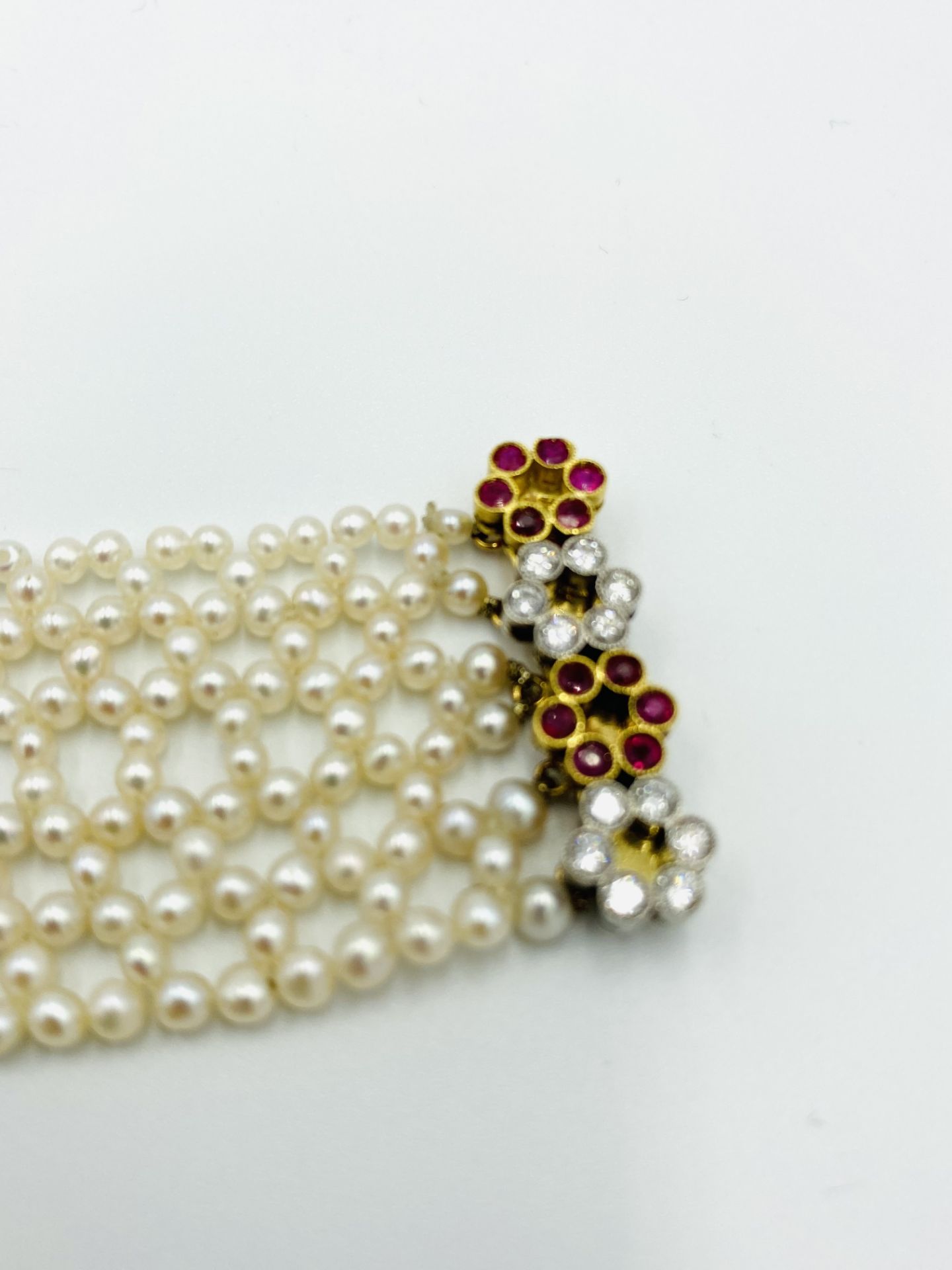 Pearl, ruby and diamond choker - Image 3 of 6