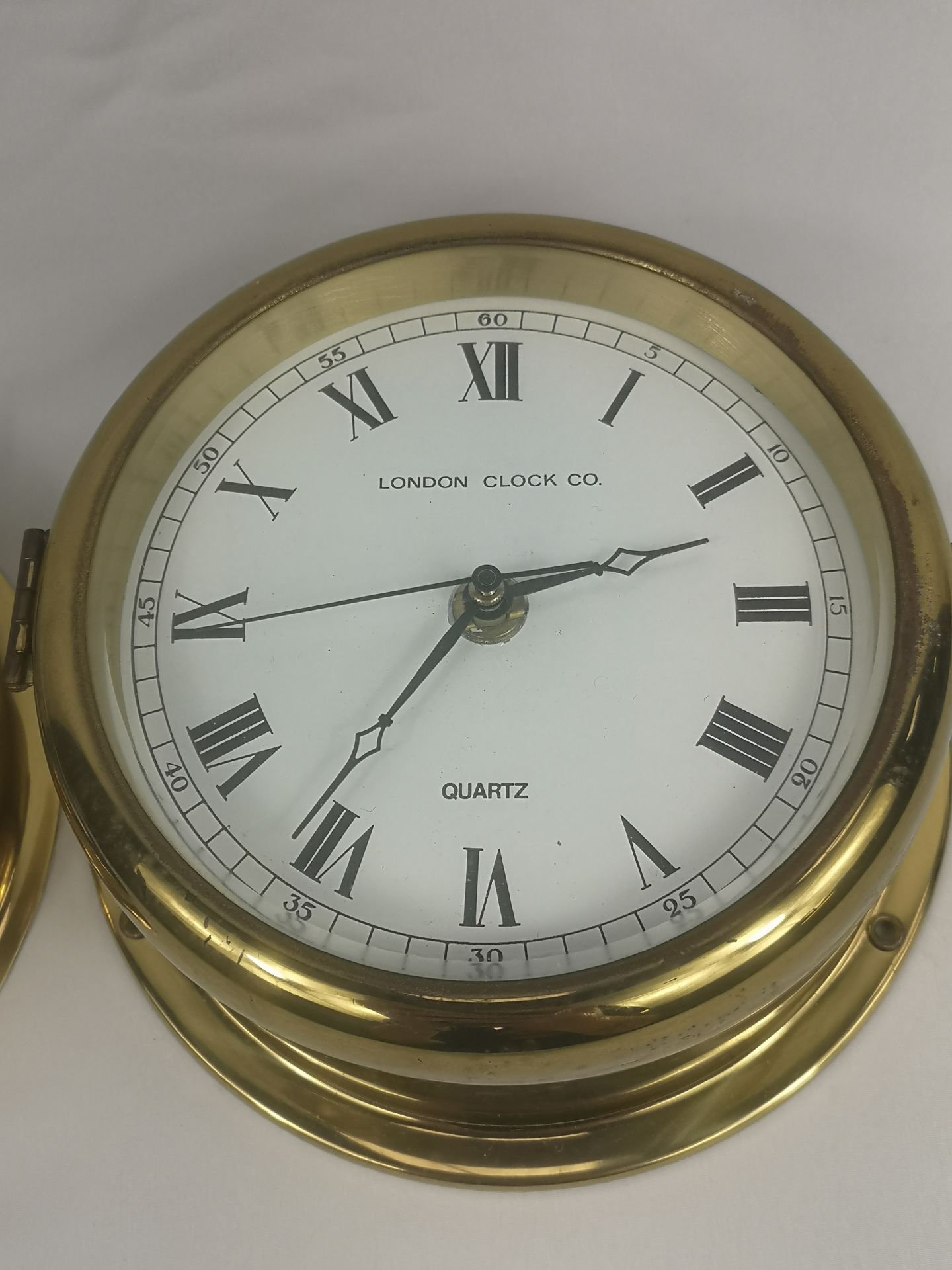 Brass London Clock Co. wall clock together with a brass barometer - Image 3 of 4