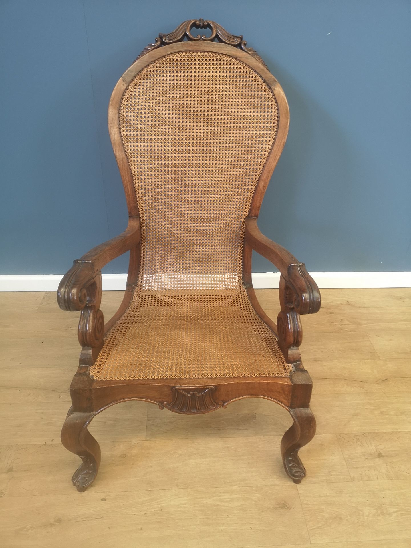 Pair of Victorian cane open armchairs - Image 4 of 6