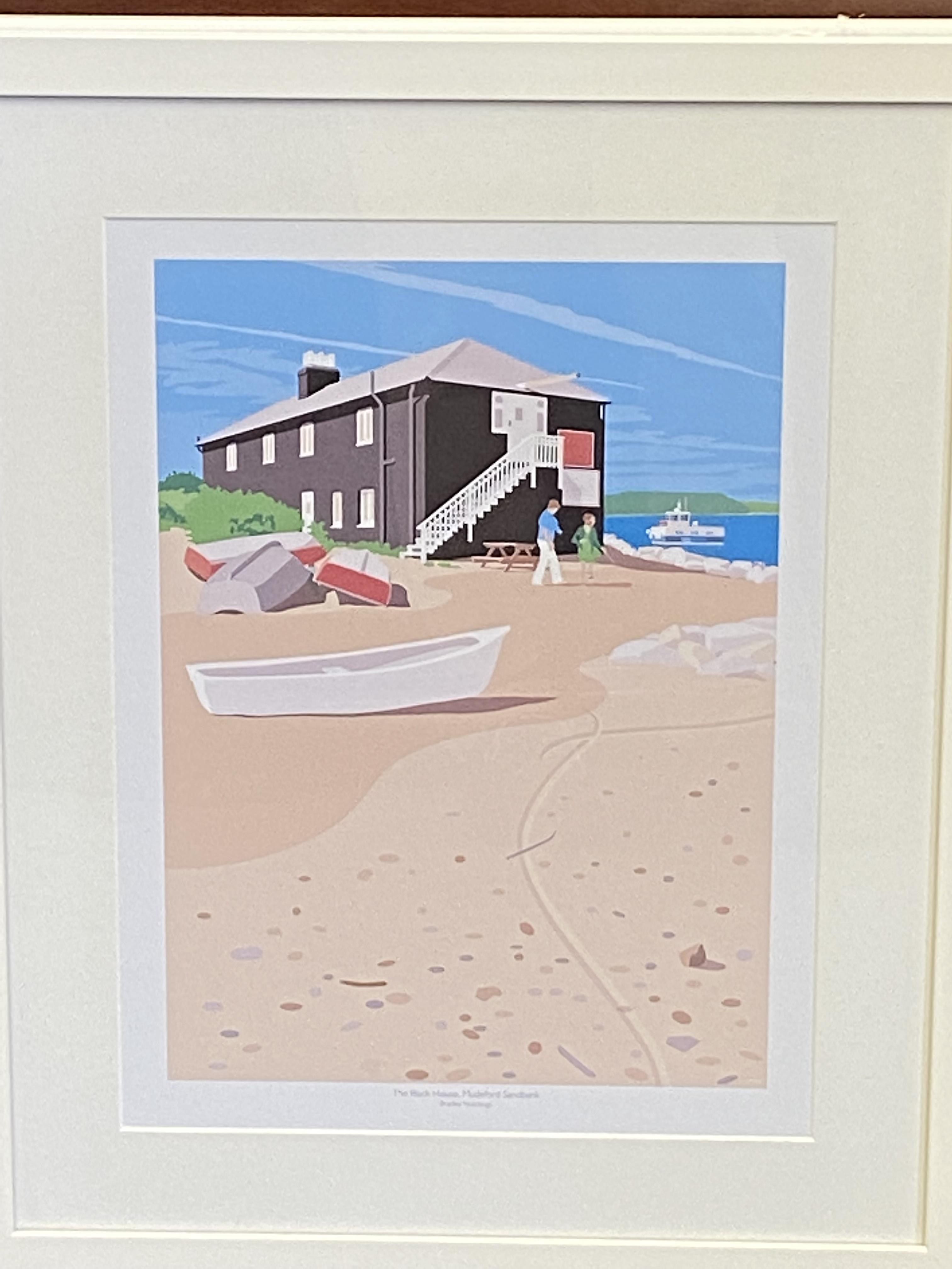 Framed and glazed print of Canford Cliffs together with a framed and glazed print of Muddiford - Image 4 of 4