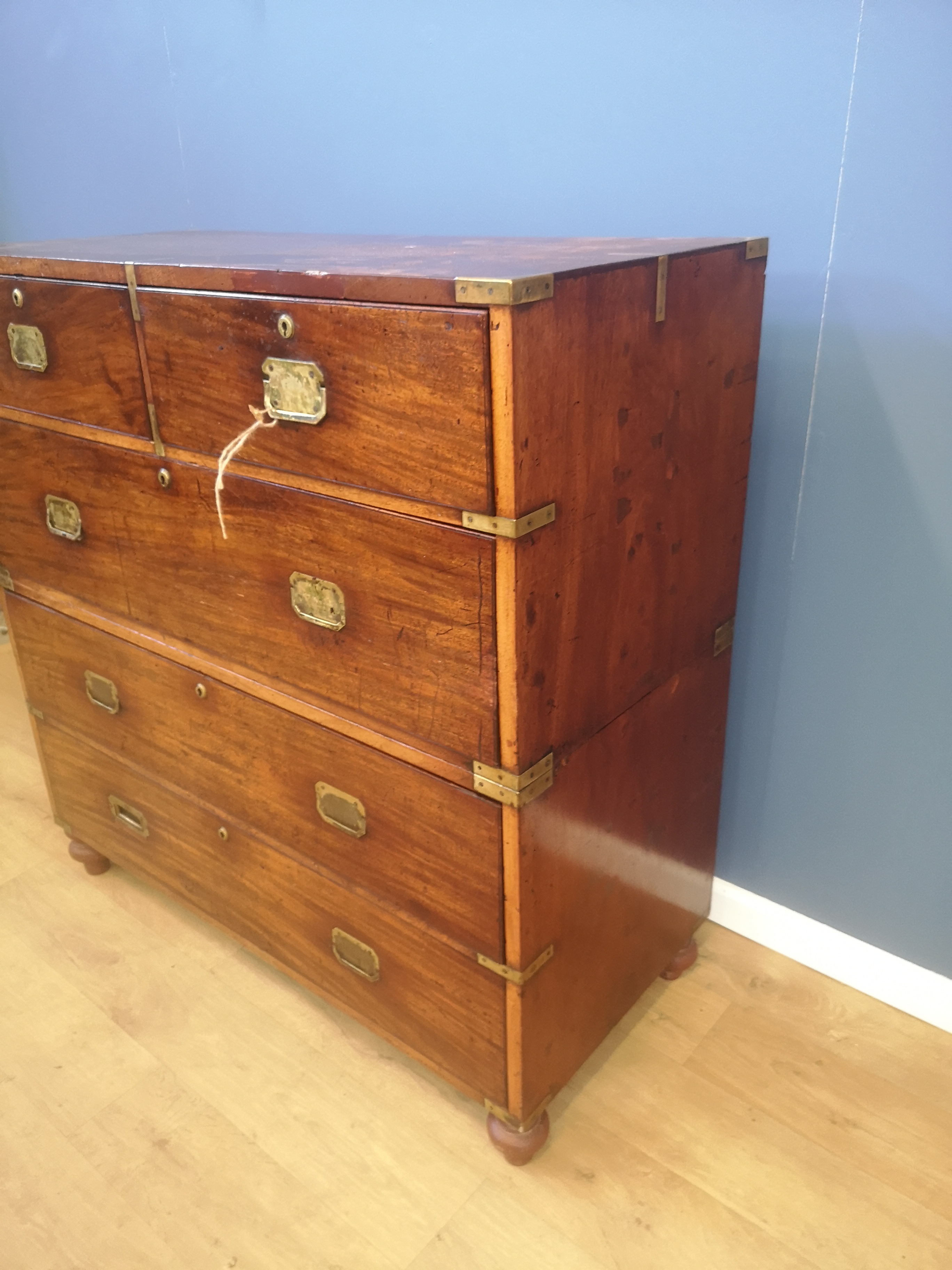 Victorian mahogany campaign chest of drawers - Image 3 of 6