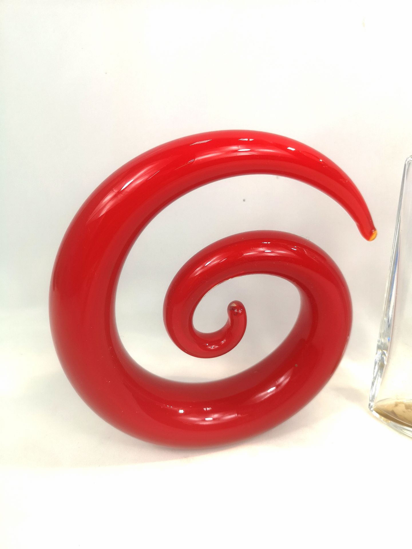 Glass and silver decanter, glass paperweight and art glass sculpture - Image 2 of 4