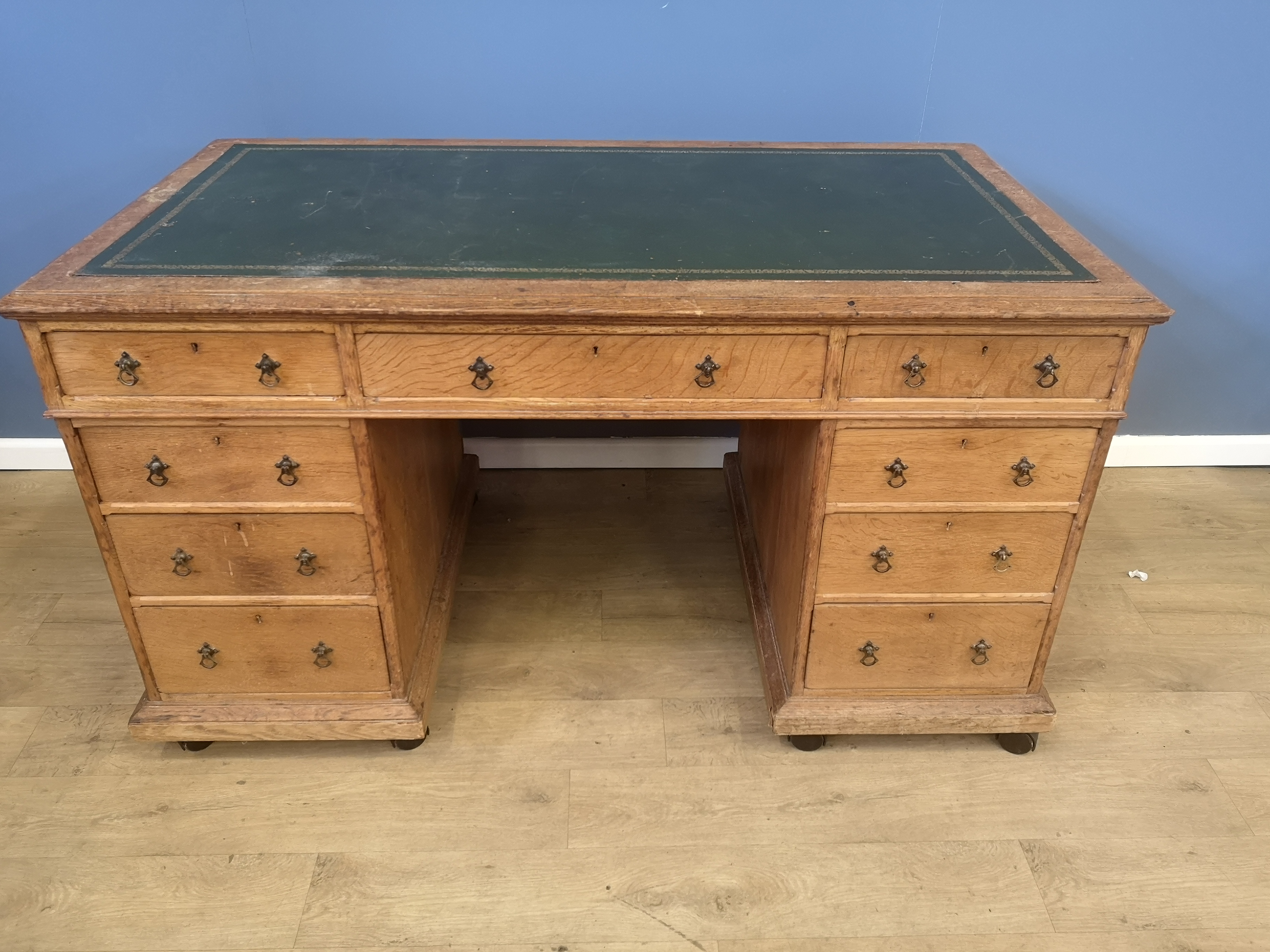 Oak pedestal desk