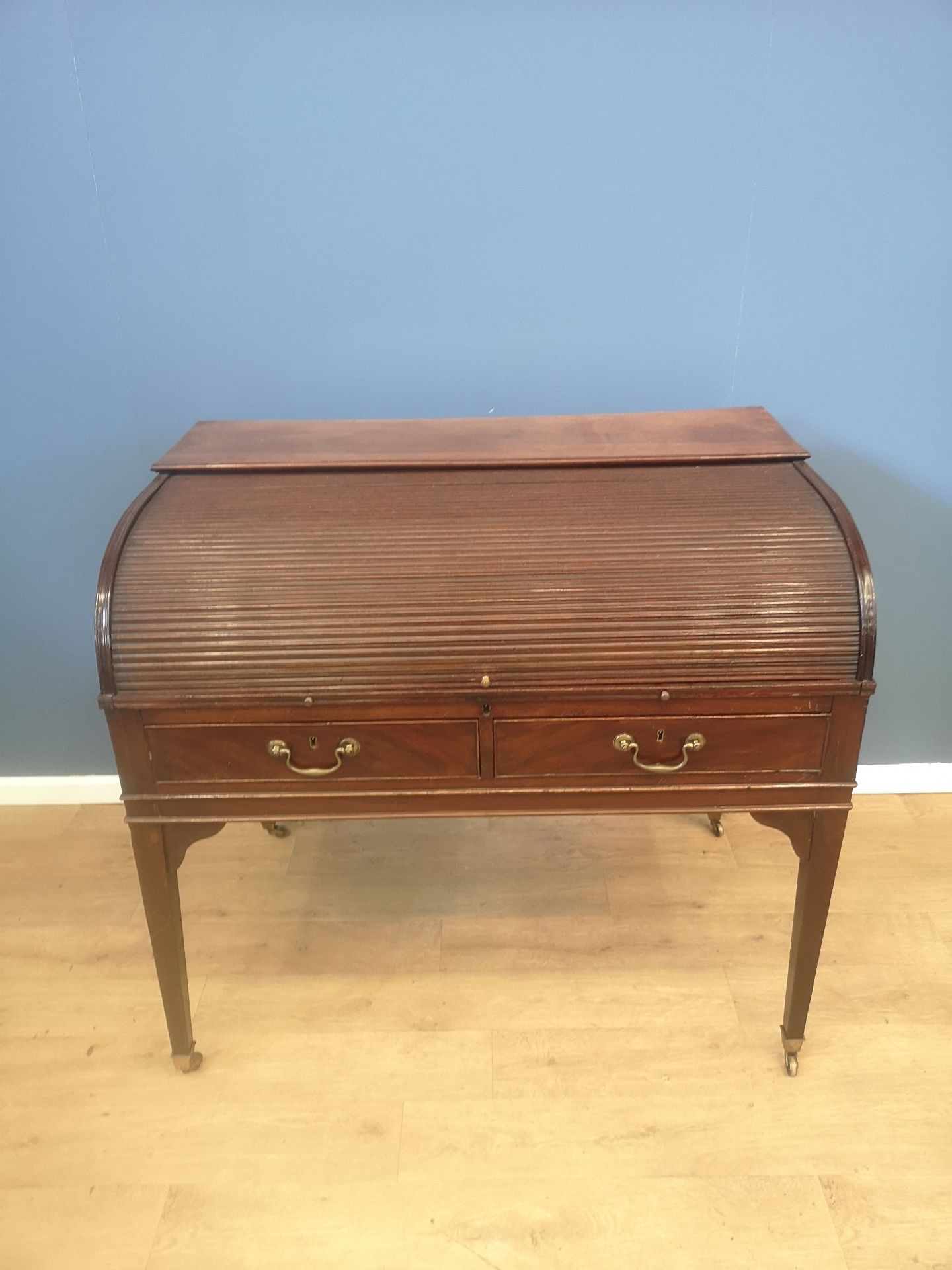 Victorian mahogany desk with tambour front