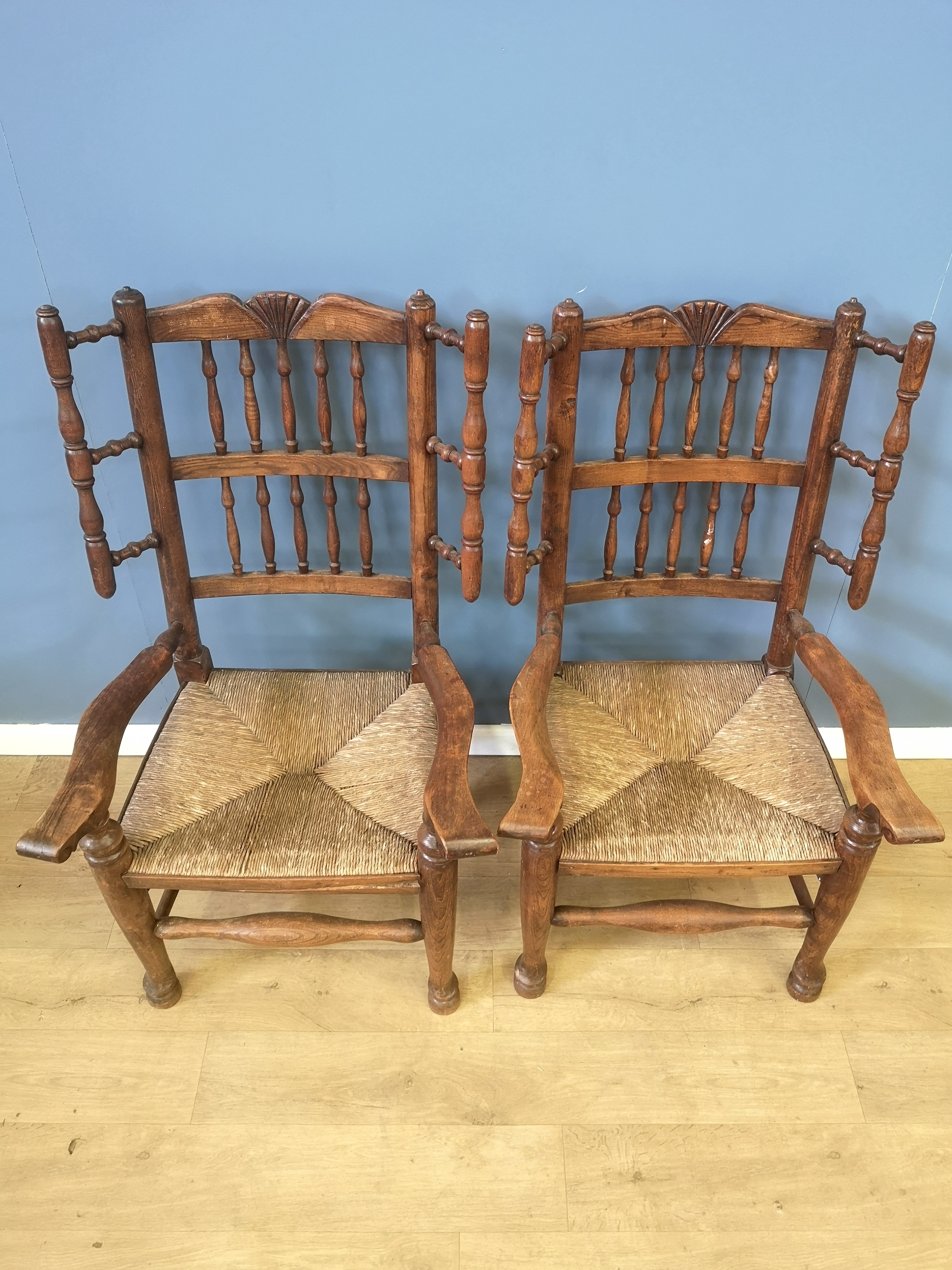 Pair of 19th century childs spindle back elbow chairs - Image 2 of 5