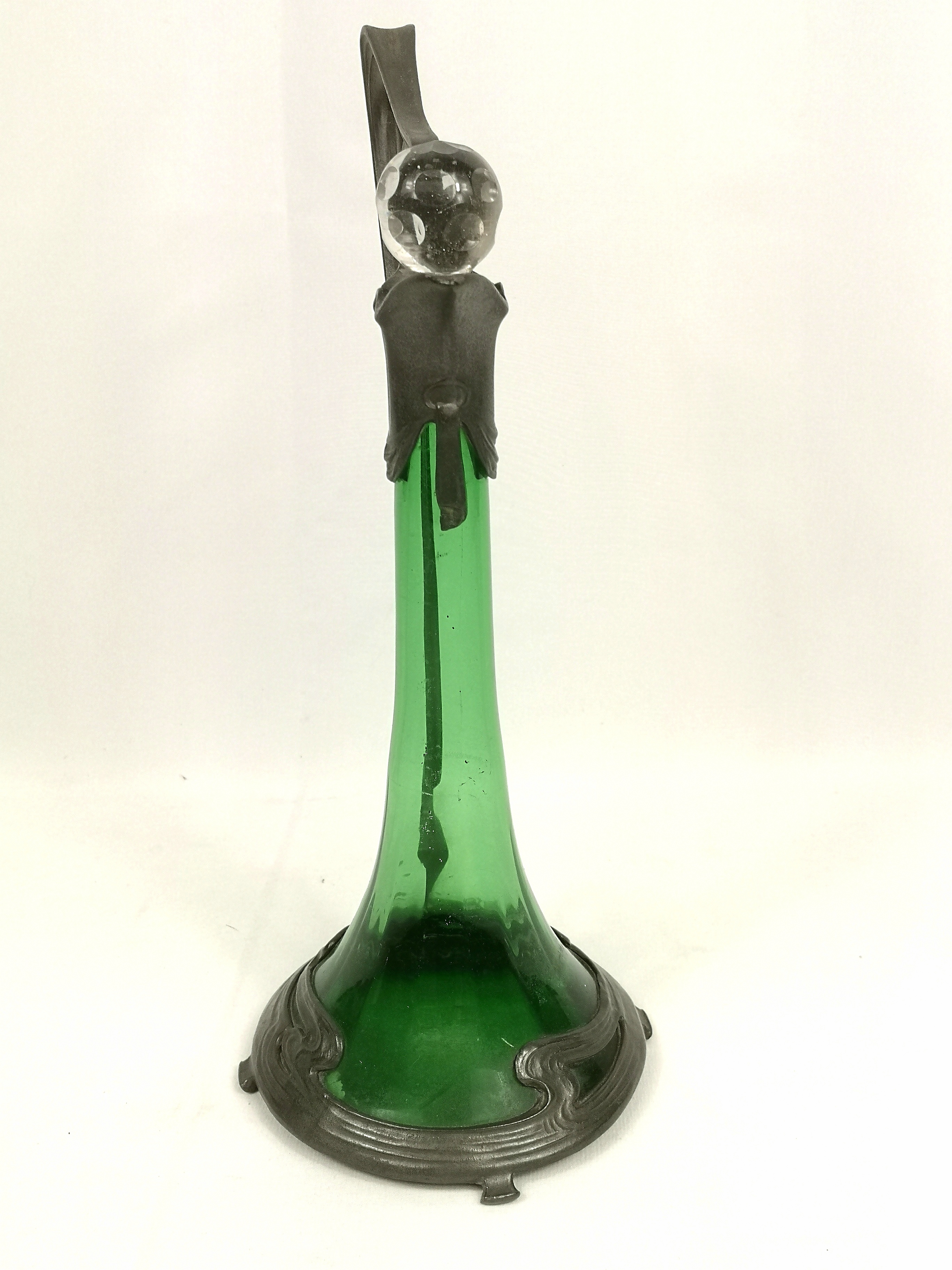 Pewter and green glass decanter - Image 5 of 6