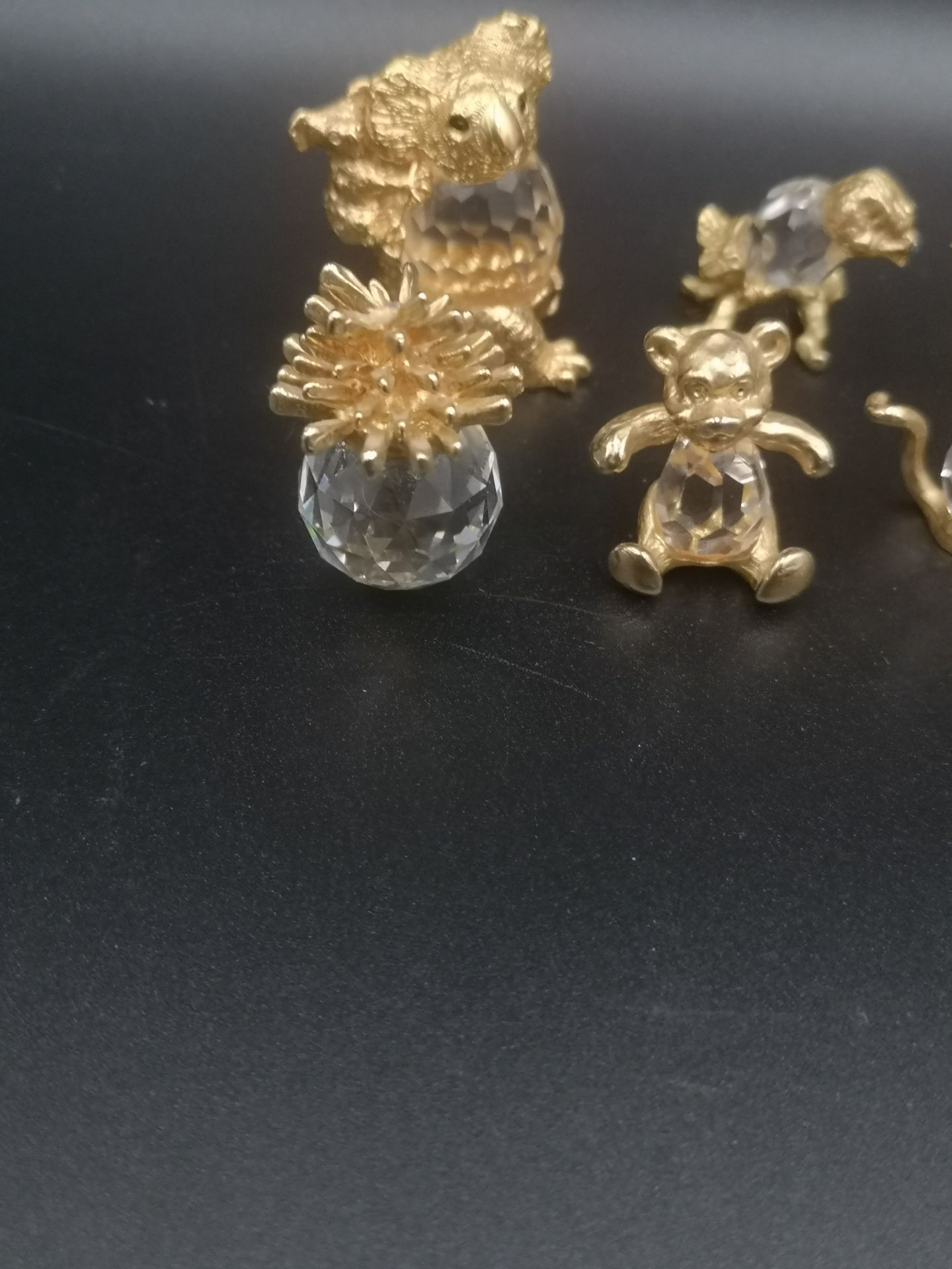 Six crystal animals with gilt metal mounts - Image 4 of 6