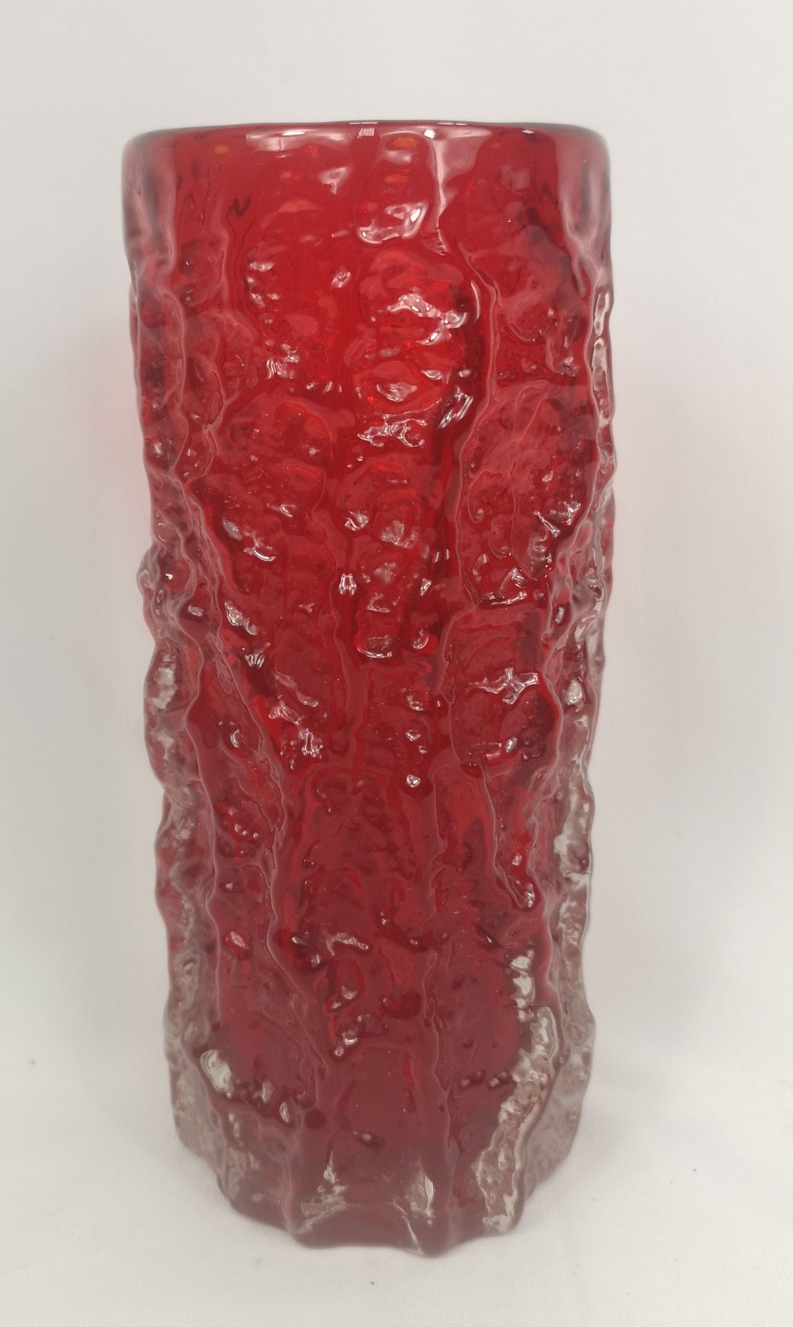 Whitefriars style red bark vase