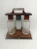 Walnut veneer and chrome art deco style tantalus