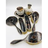 Silver and tortoiseshell dressing table set