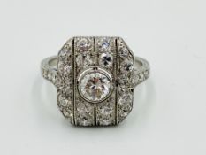 Art deco style platinum & diamond ring