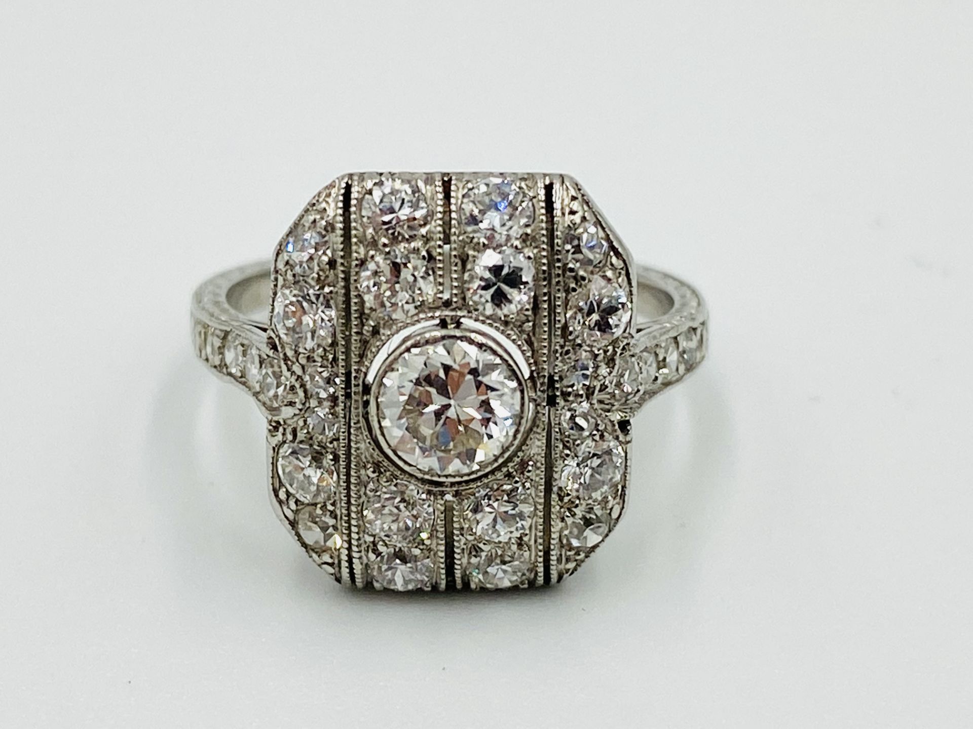 Art deco style platinum & diamond ring