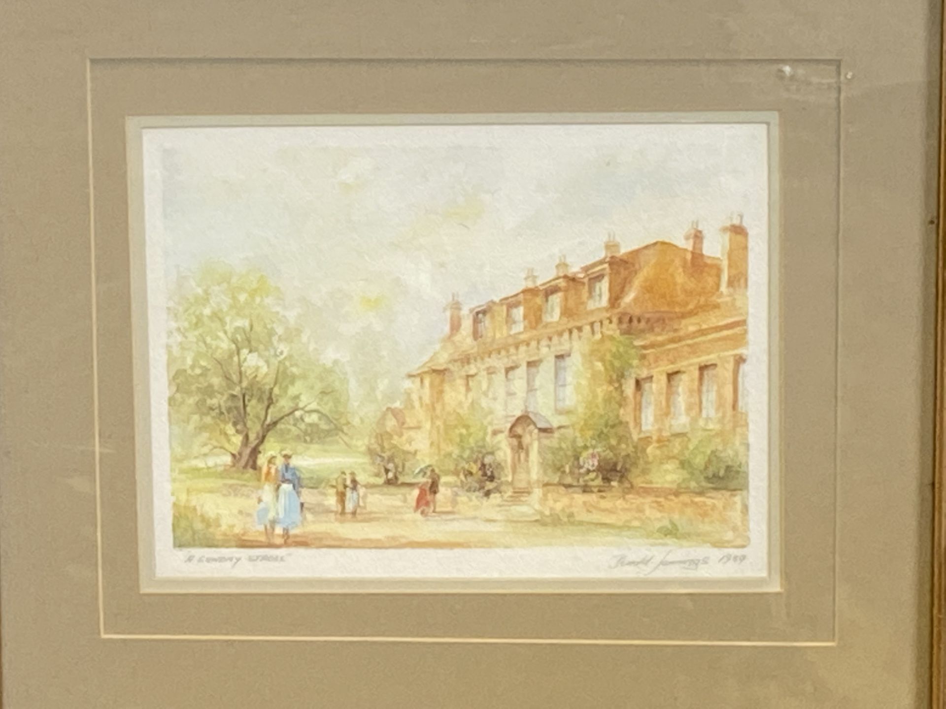 Framed and glazed watercolour 'A Sunday Stroll' - Image 4 of 4