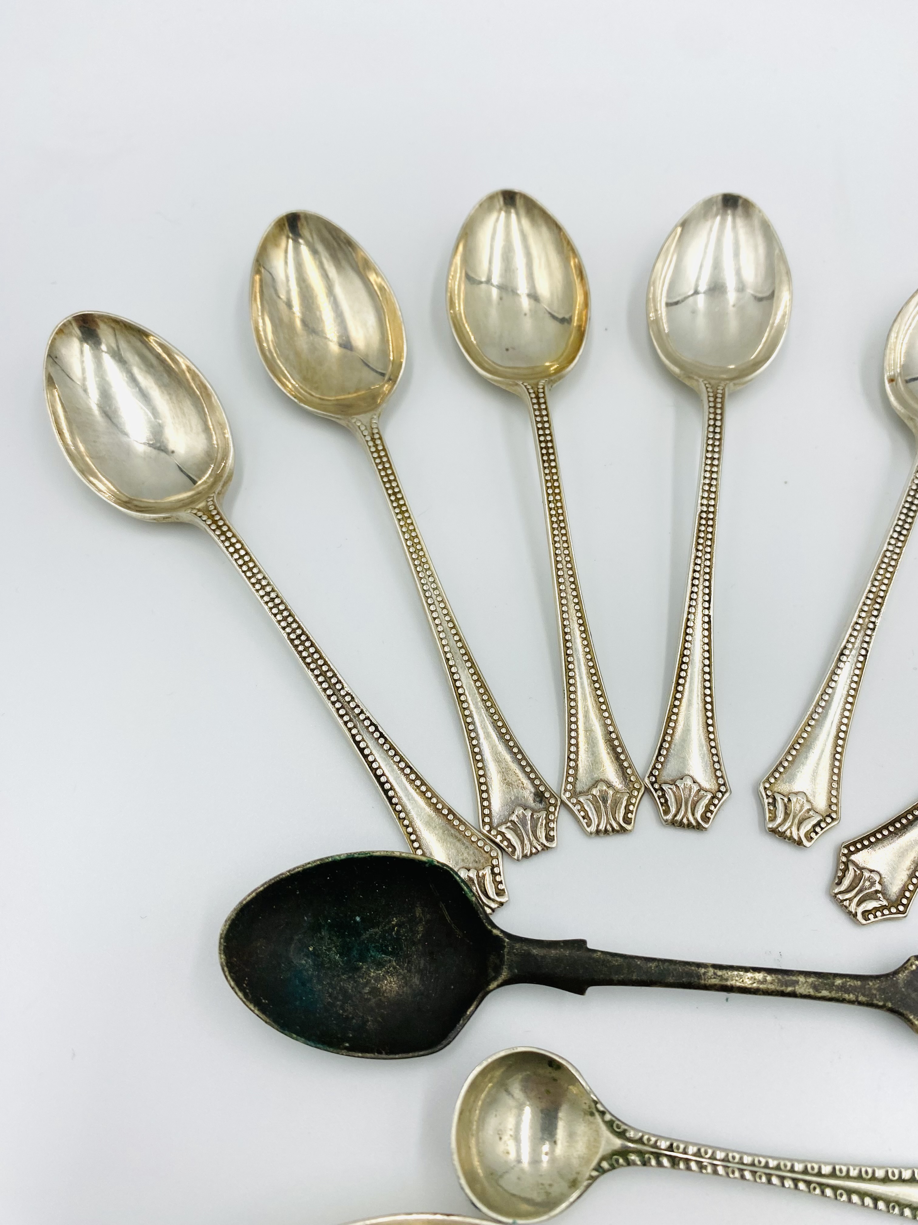 Six silver teaspoons; two other silver tea spoons and a pair of silver sugar tongs - Image 3 of 4