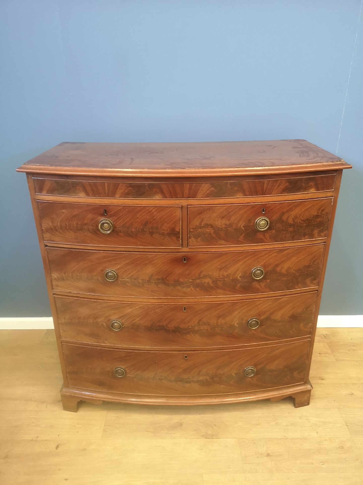 Mahogany bow fronted chest of drawers