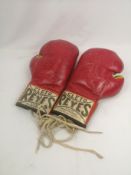 Pair of signed Cleto Reyes boxing gloves with approximately 17 signatures.